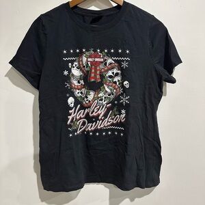 HARLEY DAVIDSON Y2K Skull Christmas Tshirt‎